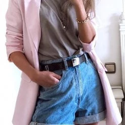 Levency Classic Pocket High Waist Denim Shorts