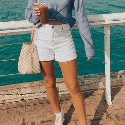 Levency Classic Pocket High Waist Denim Shorts