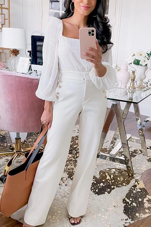 Levency New In Button Wide Leg Pants 3 Levency New In Button Wide Leg Pants