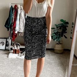 Levency New In Sequin Pencil Skirt