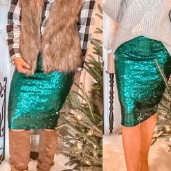 Levency New In Sequin Pencil Skirt