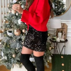 Levency Sequin Mini Skirts