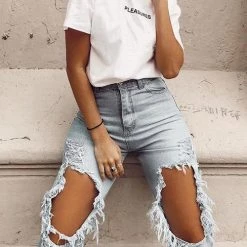 Levency Broken Hole High Waist Jeans New In