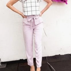 Levency New In Pockets Belted Straight-leg Pants