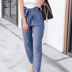 Levency New In Pockets Belted Straight-leg Pants