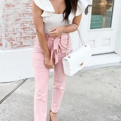 Levency New In Pockets Belted Straight-leg Pants