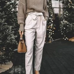 Levency New In Pockets Belted Straight-leg Pants