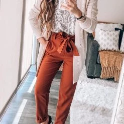 Levency New In Pockets Belted Straight-leg Pants