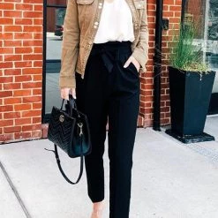 Levency New In Pockets Belted Straight-leg Pants