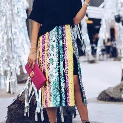 Levency Colorful Sequin Slit Skirts 16 Levency Colorful Sequin Slit Skirts