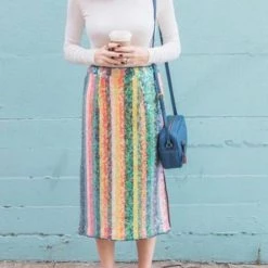 Levency Colorful Sequin Slit Skirts 13 Levency Colorful Sequin Slit Skirts