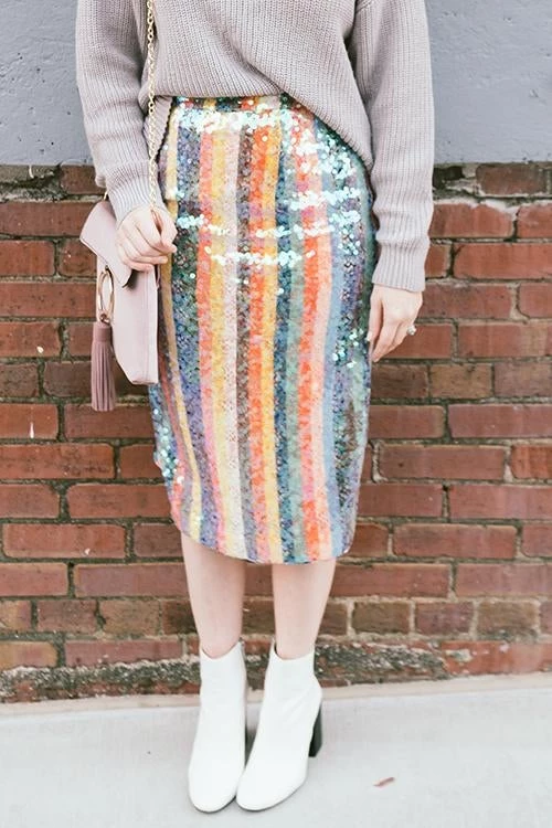 Levency Colorful Sequin Slit Skirts 9 Levency Colorful Sequin Slit Skirts
