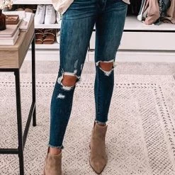 Levency Broken Hole Mid Waist Jeans New In