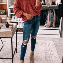 Levency Broken Hole Mid Waist Jeans New In