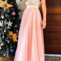 Levency Chiffon High Waist Maxi Skirts