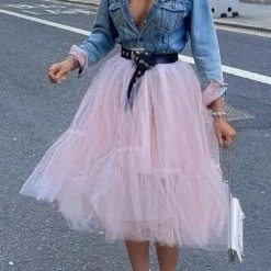 Levency New In Patchwork Gauze Bubble Skirt