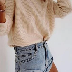 Levency New In Hemming High Waist Denim Shorts