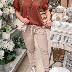 Levency Brushed Drawstring Pockets Pants