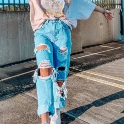 Levency Broken Hole Loose Jeans New In