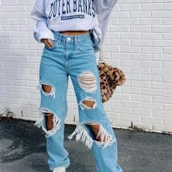 Levency Broken Hole Loose Jeans New In