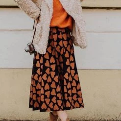 Levency Full Of Love A-Line Knit Midi Skirt New In