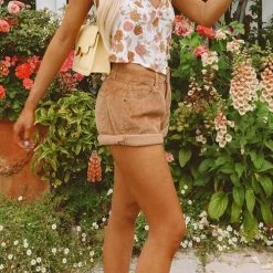 Levency New In Corduroy High Waist Shorts