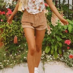 Levency New In Corduroy High Waist Shorts