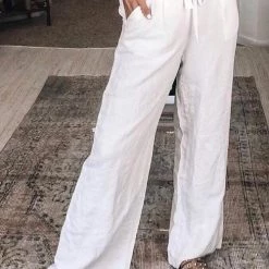 Levency Pockets Linen Loose Pants