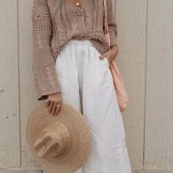 Levency Pockets Wide Leg Linen Pants New In