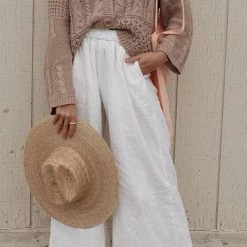 Levency Pockets Wide Leg Linen Pants New In