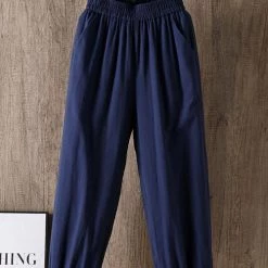 Levency New In Solid Linen Pockets Jogger