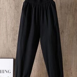 Levency New In Solid Linen Pockets Jogger