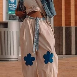 Levency New In Elastic Flower Balloon Leg Pants