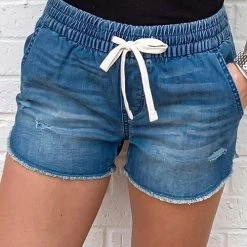 Levency Drawstring Denim Shorts