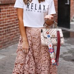 Levency New In Lace Hollow Mide Skirts