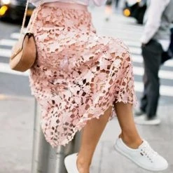 Levency New In Lace Hollow Mide Skirts