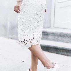 Levency New In Lace Hollow Mide Skirts