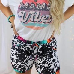 Levency New In Leopard Patchwork Drawstring Shorts