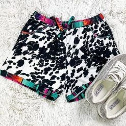 Levency New In Leopard Patchwork Drawstring Shorts