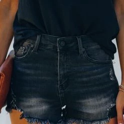 Levency Ripped Raw Edge Denim Shorts