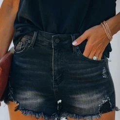 Levency Ripped Raw Edge Denim Shorts