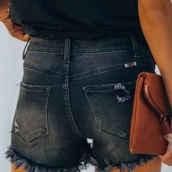 Levency Ripped Raw Edge Denim Shorts