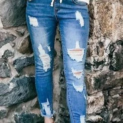 Levency New In Ripped Drawstring Denim Jogger