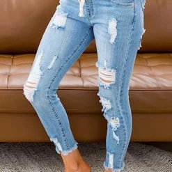 Levency New In Ripped Drawstring Denim Jogger