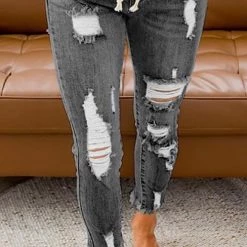 Levency New In Ripped Drawstring Denim Jogger