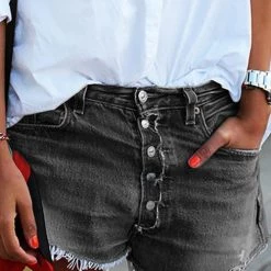 Levency New In Button Raw Edge Denim Shorts