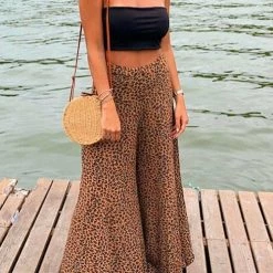 Levency Leopard Print Wide Leg Pants New In