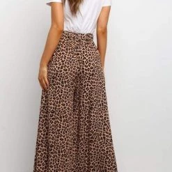 Levency Leopard Print Wide Leg Pants New In