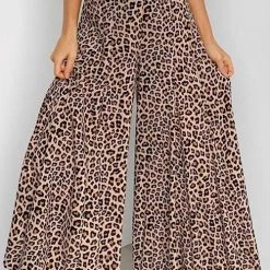 Levency Leopard Print Wide Leg Pants New In