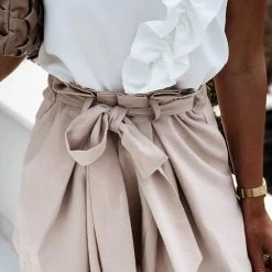 Levency Bow Tie Elastic Waist Shorts New In